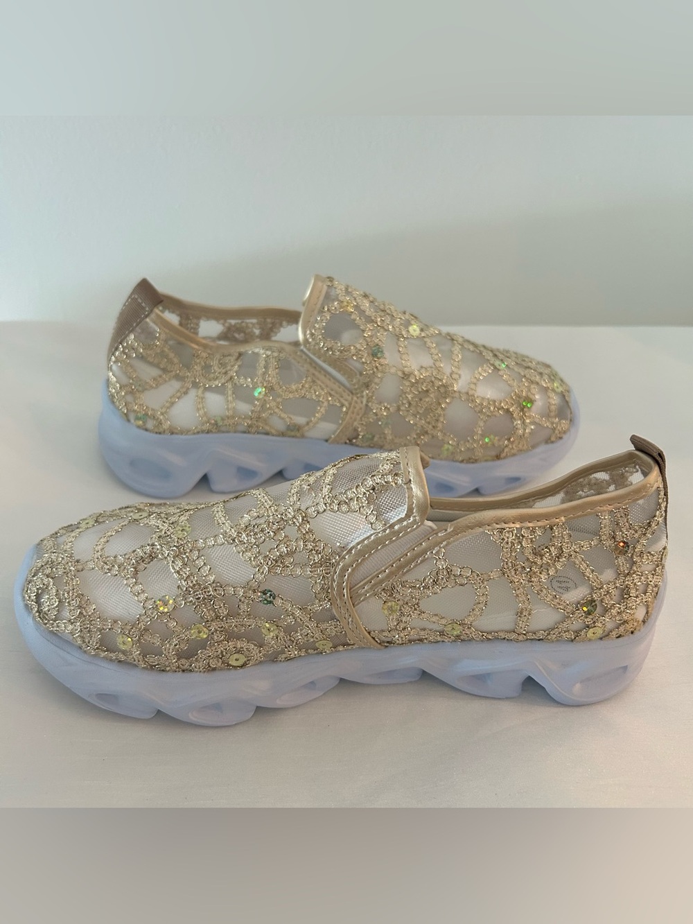Gold Slip-On Embellished Women's Sneakers - Picture 4 of 7